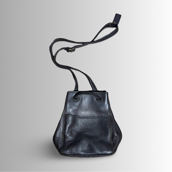 Coach Handbags - Coach Vintage Dark Chocolate Pebbled Mini Crossbody, Striped Interior, Leather